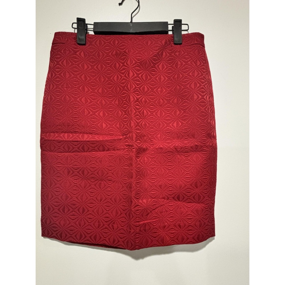 The Limited Petite Skirt Womens 6P Red Textured Jacquard Pencil Lined Office - Picture 3 of 11
